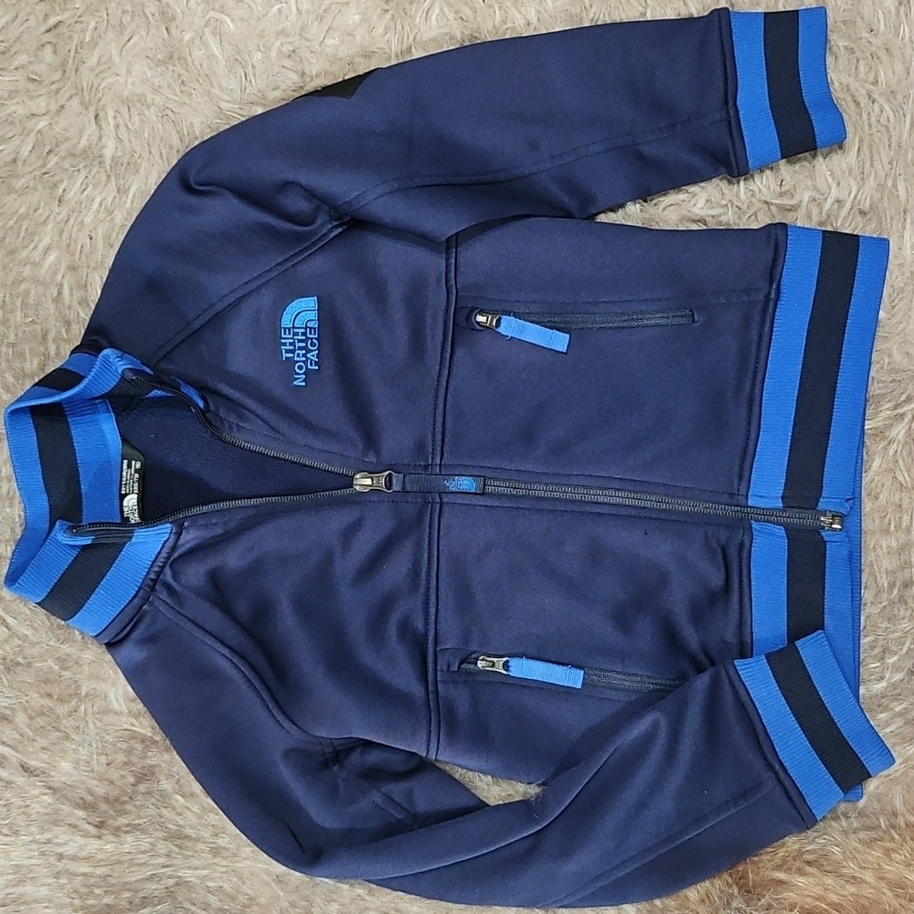 Boys The North Face Dark Blue Jacket with Light Blue Trim